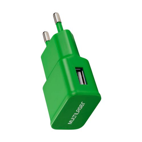 Carregador de Parede Smartogo Bivolt com Entrada USB Verde Multilaser - CB080V