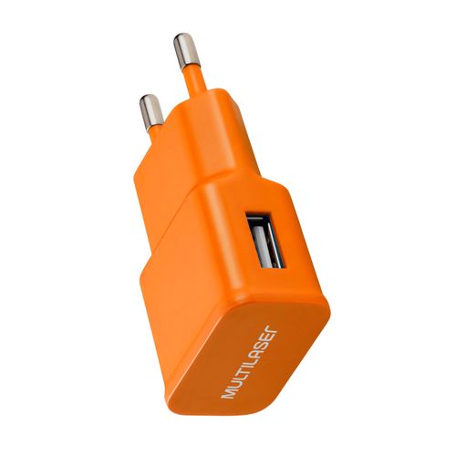 Carregador de Parede Smartogo Bivolt com Entrada USB Laranja Multilaser - CB080L