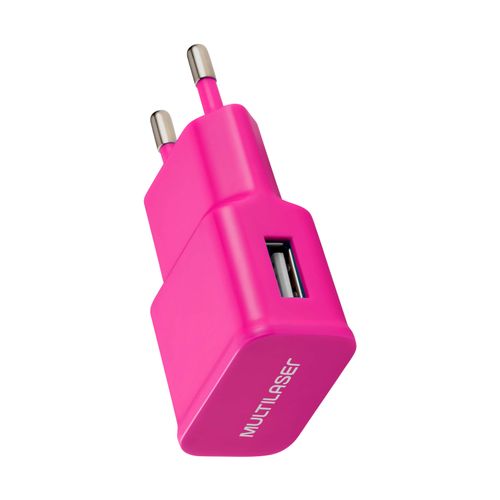 Carregador de Parede Smartogo Bivolt com Entrada USB Rosa Multilaser - CB080R
