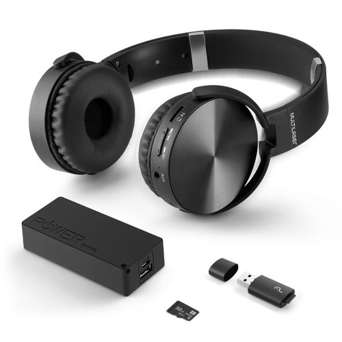 Kit Music Play Fone De Ouvido Bluetooth SD/AUX/FM + Power Bank 4000 mAh + Leitor USB + Micro SD 32GB C10 - MC250