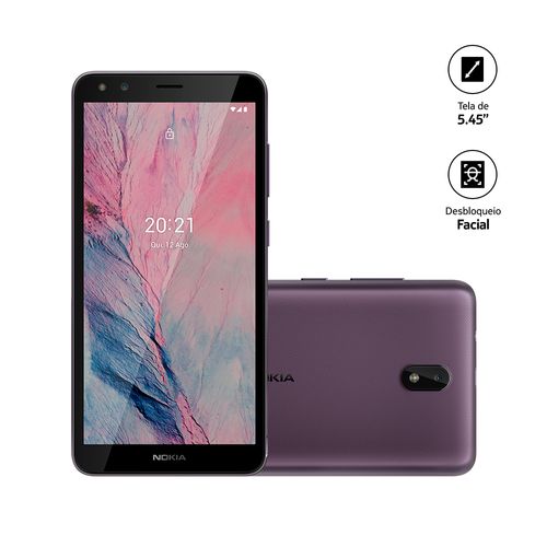 Smartphone Nokia C01 Plus 32GB, 4G, Tela 5.45”, Dual Chip, 1GB RAM, Câmera 5.0MP + Selfie 5.0MP Roxo - NK041OUT [Reembalado]