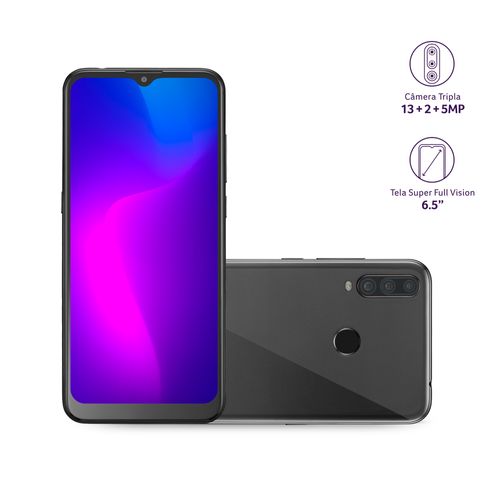 Smartphone Multilaser G Pro 2 4G 32GB + 2GB RAM Tela 6,5 Câmera Tripla + 8 MP para selfies Processador Octa Core Preto - P9125