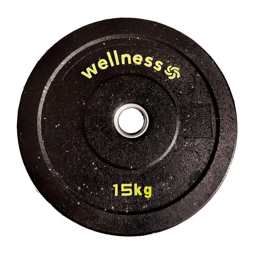Anilha Olímpica Borracha Amarelo New Bumper Plate 15kg Wellness - WK008X [Reembalado]