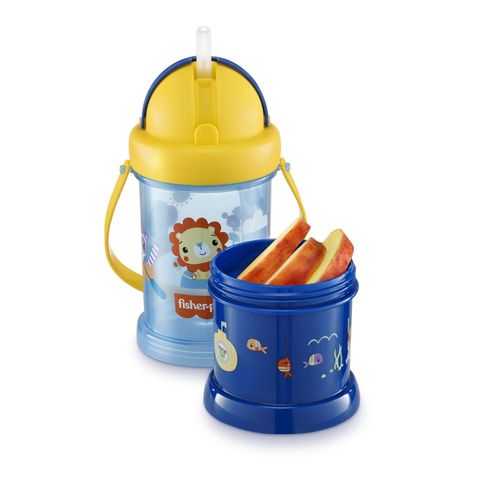 Copo Com Porta Snack Playfyl Summer Sky 300 Ml Azul Fisher Price - BB1012OUT [Reembalado]