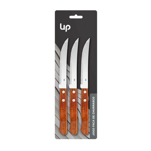 Faca de Churrasco Cabo Madeira 3PCS UpHome - UD238OUT [Remanufaturado]