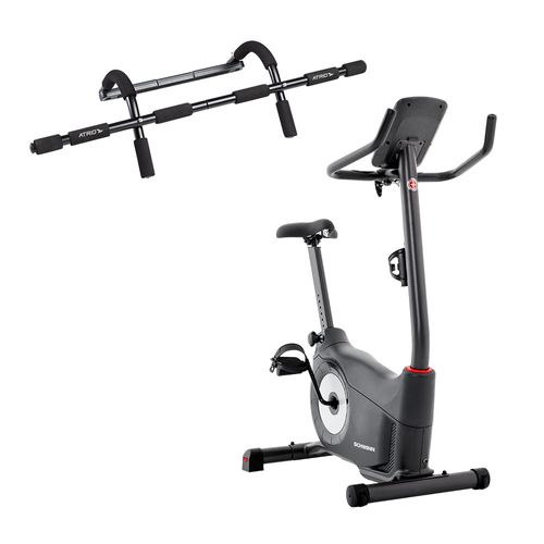 Combo Fitness - Bike Ergométrica Vertical Schwinn e Barra de Exercícios com Fixação Suporta até 150Kg Wellness - ES2430K