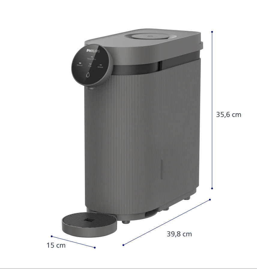 Purificador de Água Philips ADD5927DG com as dimensões 15 x 39,8 x 35,6 cm